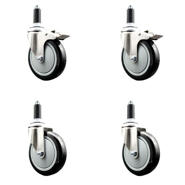 Service Caster 5 Inch 316SS Black Poly Swivel 1 Inch Expanding Stem Caster Lock Brake, 2PK SS316TTLEX20S514-PPUB-BLK-2-S-2-1 - main